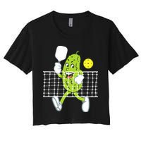 Pickle Playing Pickleball Funny Pickleball Paddleball Women's Crop Top Tee