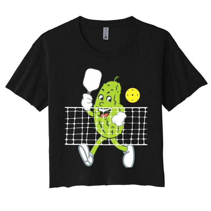 Pickle Playing Pickleball Funny Pickleball Paddleball Women's Crop Top Tee