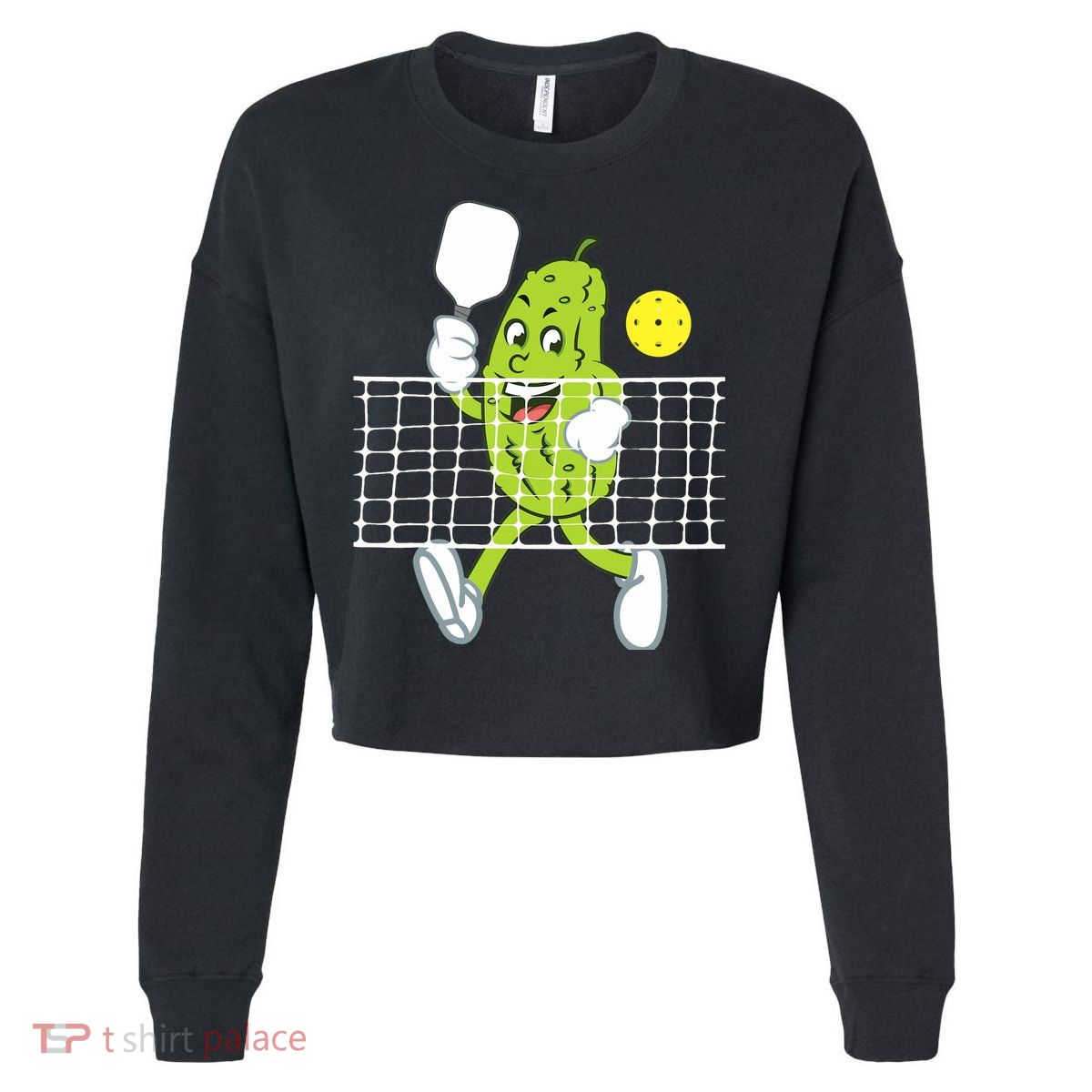 Pickle Playing Pickleball Funny Pickleball Paddleball Cropped Pullover Crew
