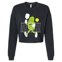 Pickle Playing Pickleball Funny Pickleball Paddleball Cropped Pullover Crew