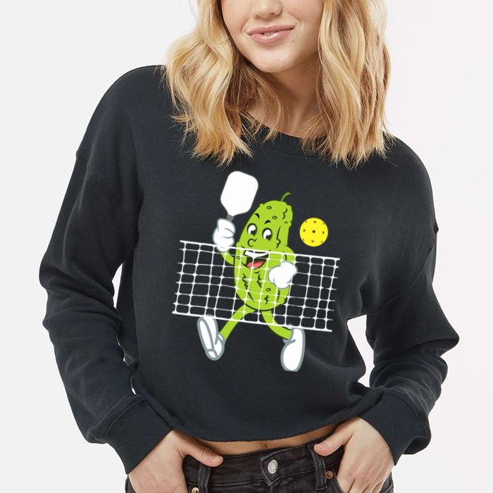 Pickle Playing Pickleball Funny Pickleball Paddleball Cropped Pullover Crew
