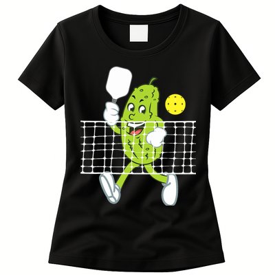 Pickle Playing Pickleball Funny Pickleball Paddleball Womens T-Shirt
