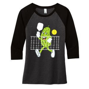 Pickle Playing Pickleball Funny Pickleball Paddleball Women's Tri-Blend 3/4-Sleeve Raglan Shirt