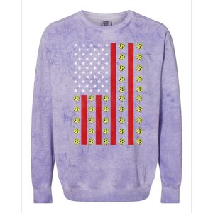 Patriotic Pickleball Player Us Flag Pickleball 4th Of July Gift Colorblast Crewneck Sweatshirt