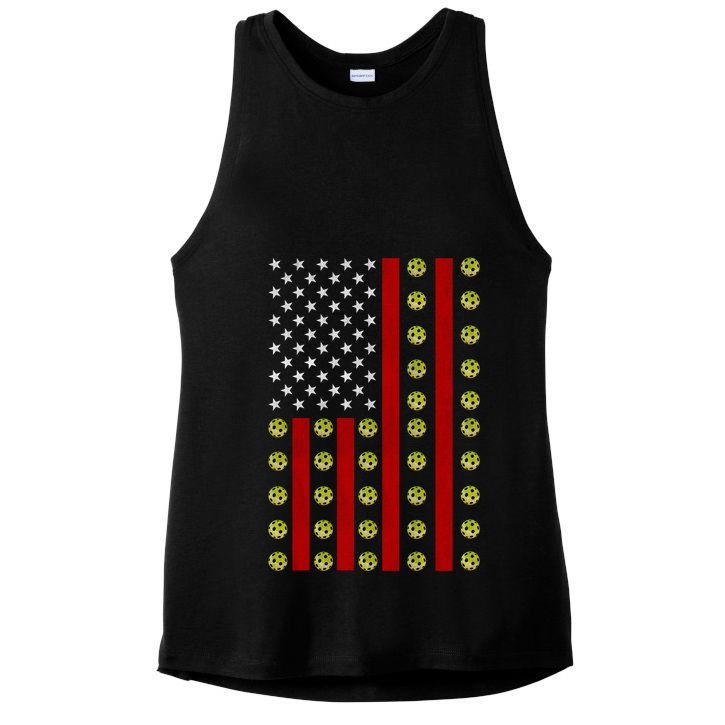 Patriotic Pickleball Player Us Flag Pickleball 4th Of July Gift Ladies PosiCharge Tri-Blend Wicking Tank