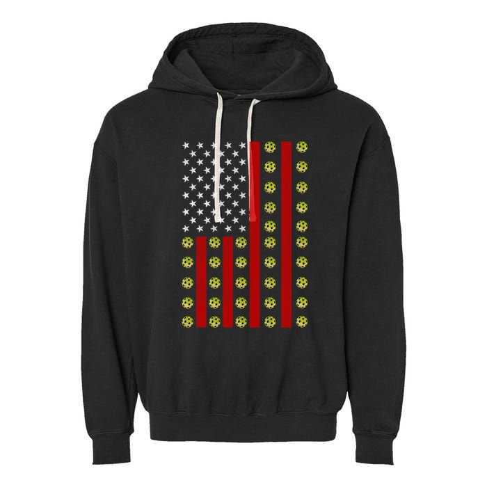 Patriotic Pickleball Player Us Flag Pickleball 4th Of July Gift Garment-Dyed Fleece Hoodie