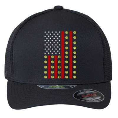 Patriotic Pickleball Player Us Flag Pickleball 4th Of July Gift Flexfit Unipanel Trucker Cap