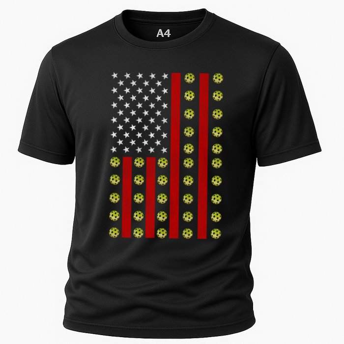 Patriotic Pickleball Player Us Flag Pickleball 4th Of July Gift Cooling Performance Crew T-Shirt