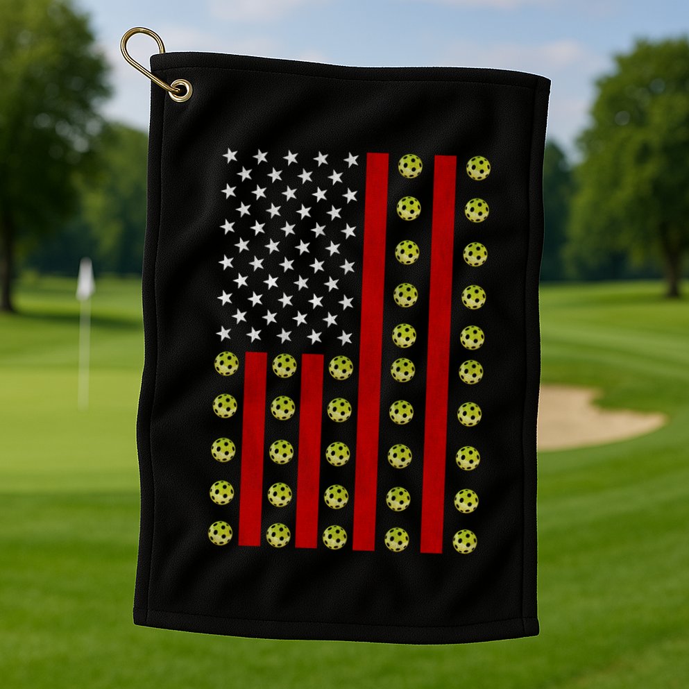 Patriotic Pickleball Player Us Flag Pickleball 4th Of July Gift Golf Towel