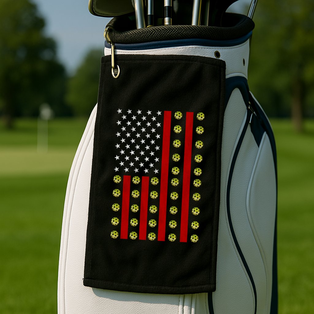 Patriotic Pickleball Player Us Flag Pickleball 4th Of July Gift Golf Towel