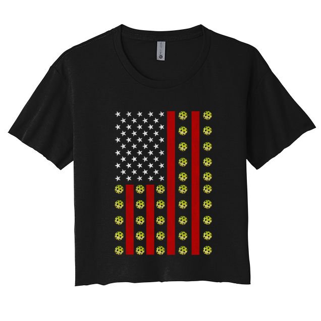 Patriotic Pickleball Player Us Flag Pickleball 4th Of July Gift Crop Top