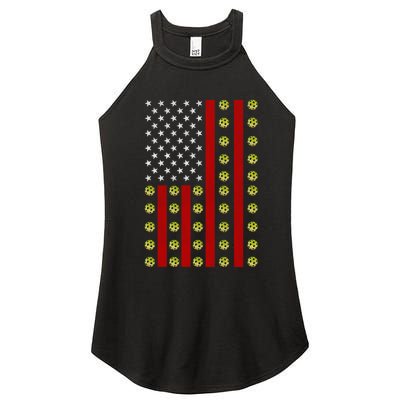 Patriotic Pickleball Player Us Flag Pickleball 4th Of July Gift Women's Perfect Tri Rocker Tank