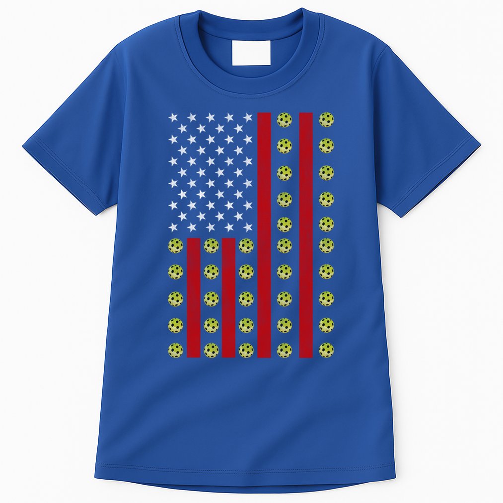 Patriotic Pickleball Player Us Flag Pickleball 4th Of July Gift Tall T-Shirt