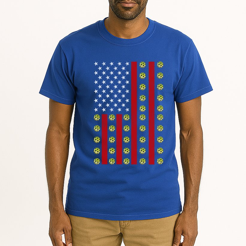 Patriotic Pickleball Player Us Flag Pickleball 4th Of July Gift Tall T-Shirt