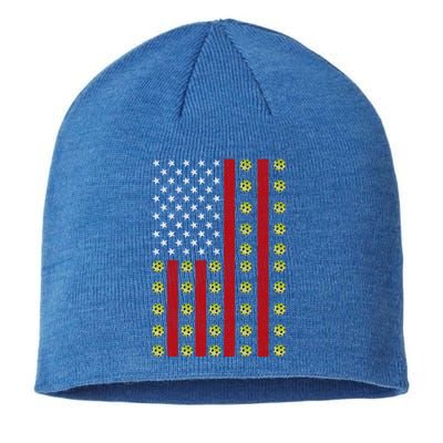 Patriotic Pickleball Player Us Flag Pickleball 4th Of July Gift Sustainable Beanie