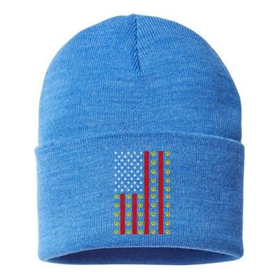 Patriotic Pickleball Player Us Flag Pickleball 4th Of July Gift Sustainable Knit Beanie