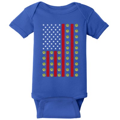 Patriotic Pickleball Player Us Flag Pickleball 4th Of July Gift Baby Bodysuit