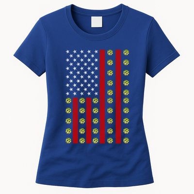 Patriotic Pickleball Player Us Flag Pickleball 4th Of July Gift Womens T-Shirt