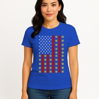 Patriotic Pickleball Player Us Flag Pickleball 4th Of July Gift Womens T-Shirt