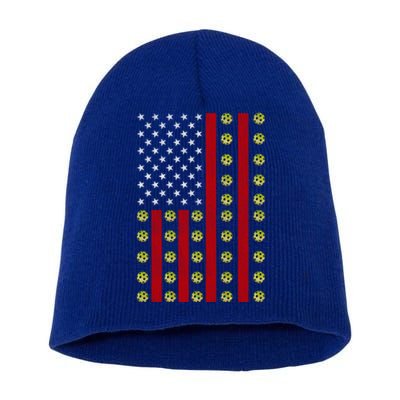 Patriotic Pickleball Player Us Flag Pickleball 4th Of July Gift Short Acrylic Beanie