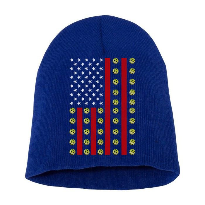 Patriotic Pickleball Player Us Flag Pickleball 4th Of July Gift Short Acrylic Beanie