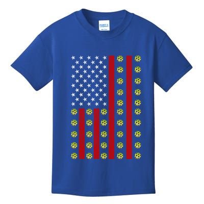 Patriotic Pickleball Player Us Flag Pickleball 4th Of July Gift Kids T-Shirt