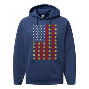 Patriotic Pickleball Player Us Flag Pickleball 4th Of July Gift Performance Fleece Hoodie