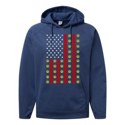 Patriotic Pickleball Player Us Flag Pickleball 4th Of July Gift Performance Fleece Hoodie