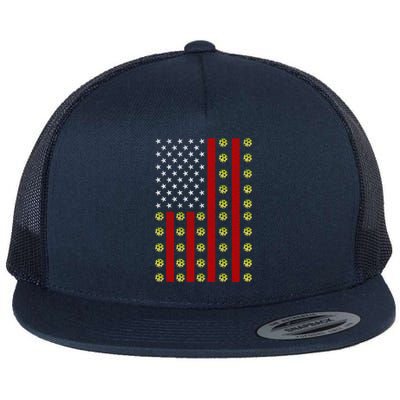 Patriotic Pickleball Player Us Flag Pickleball 4th Of July Gift Flat Bill Trucker Hat