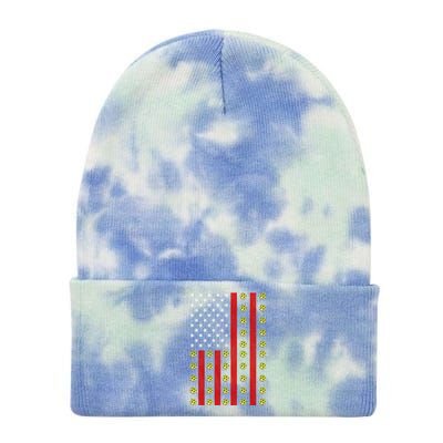 Patriotic Pickleball Player Us Flag Pickleball 4th Of July Gift Tie Dye 12in Knit Beanie