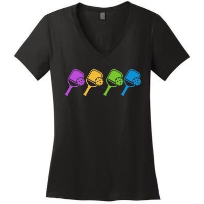 Pickleball Player Paddleball Sport And Pickleball Women's V-Neck T-Shirt