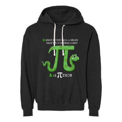 Python Pithon Pi Symbol Funny Math Teacher Pi Day Gift Garment-Dyed Fleece Hoodie