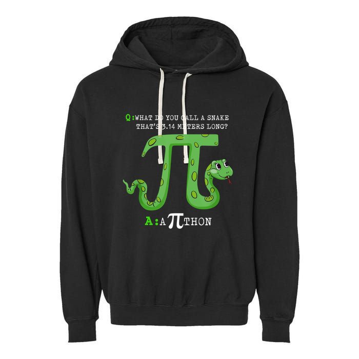 Python Pithon Pi Symbol Funny Math Teacher Pi Day Gift Garment-Dyed Fleece Hoodie