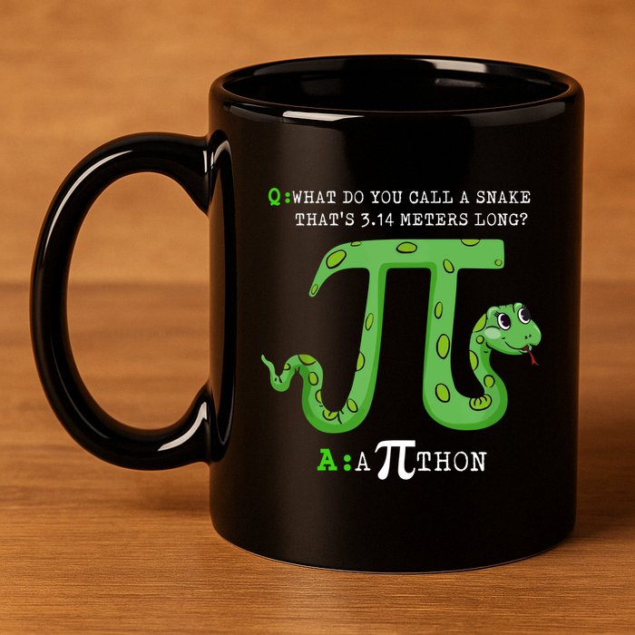 Python Pithon Pi Symbol Funny Math Teacher Pi Day Gift 11oz C Handle Ceramic Mug