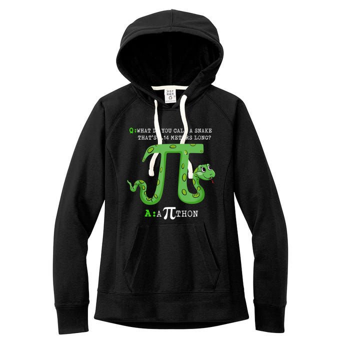 Python Pithon Pi Symbol Funny Math Teacher Pi Day Gift Women's Fleece Hoodie