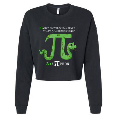 Python Pithon Pi Symbol Funny Math Teacher Pi Day Gift Cropped Pullover Crew