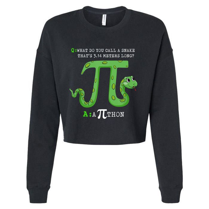 Python Pithon Pi Symbol Funny Math Teacher Pi Day Gift Cropped Pullover Crew