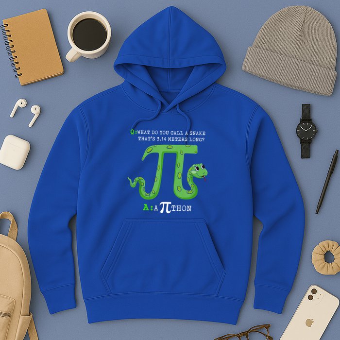 Python Pithon Pi Symbol Funny Math Teacher Pi Day Gift Hoodie