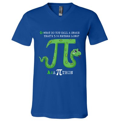 Python Pithon Pi Symbol Funny Math Teacher Pi Day Gift V-Neck T-Shirt