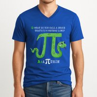 Python Pithon Pi Symbol Funny Math Teacher Pi Day Gift V-Neck T-Shirt