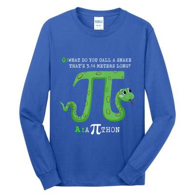 Python Pithon Pi Symbol Funny Math Teacher Pi Day Gift Tall Long Sleeve T-Shirt