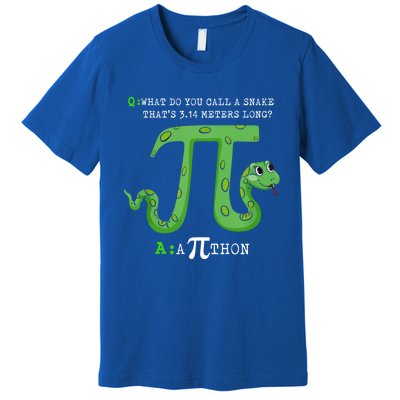 Python Pithon Pi Symbol Funny Math Teacher Pi Day Gift Premium T-Shirt