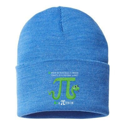 Python Pithon Pi Symbol Funny Math Teacher Pi Day Gift Sustainable Knit Beanie