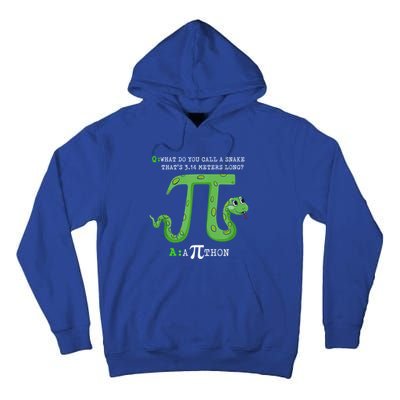 Python Pithon Pi Symbol Funny Math Teacher Pi Day Gift Tall Hoodie