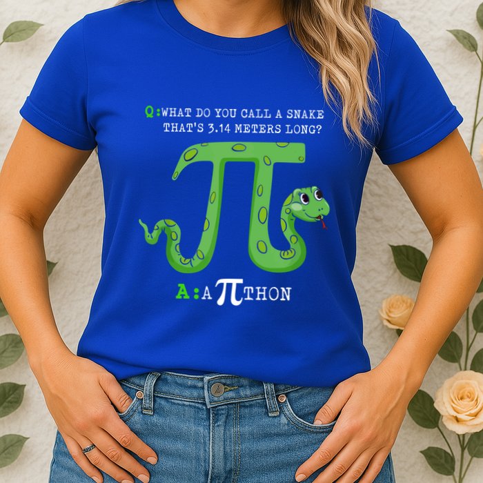 Python Pithon Pi Symbol Funny Math Teacher Pi Day Gift Womens T-Shirt