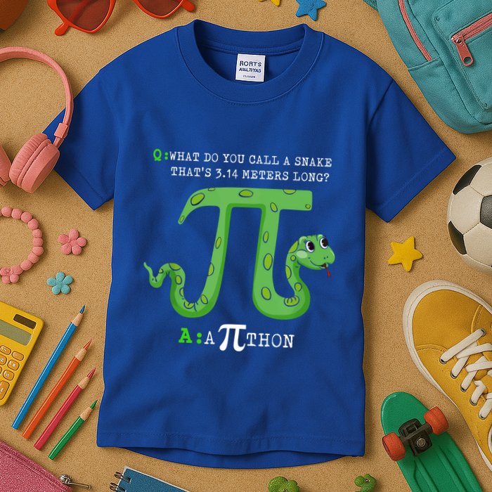 Python Pithon Pi Symbol Funny Math Teacher Pi Day Gift Kids T-Shirt