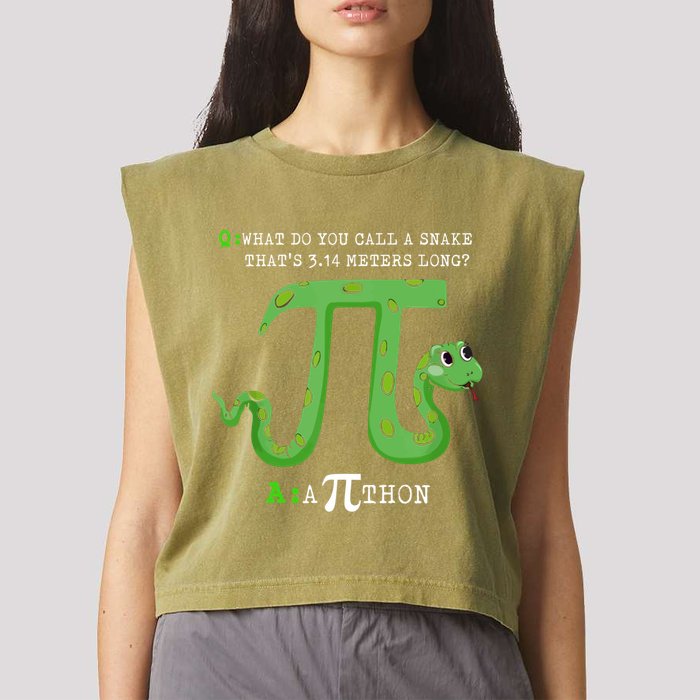 Python Pithon Pi Symbol Funny Math Teacher Pi Day Gift Garment-Dyed Women's Muscle Tee