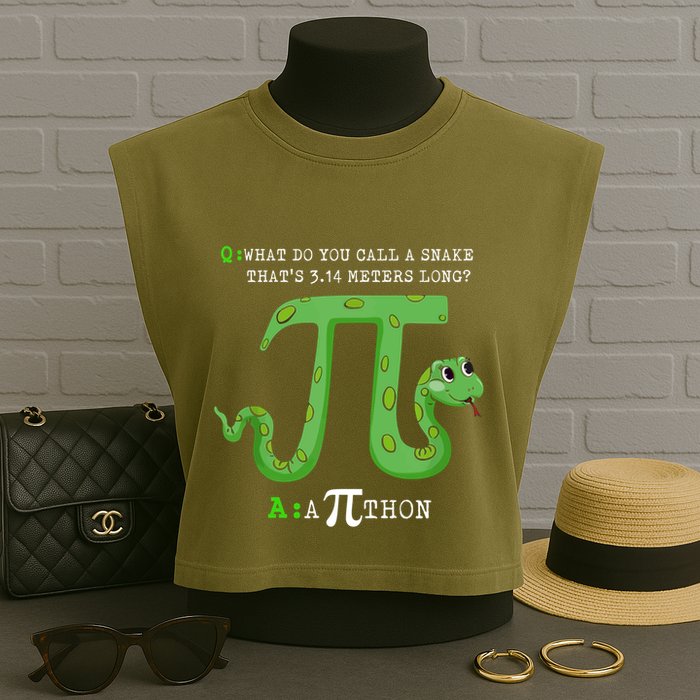 Python Pithon Pi Symbol Funny Math Teacher Pi Day Gift Garment-Dyed Women's Muscle Tee
