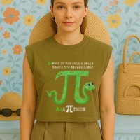 Python Pithon Pi Symbol Funny Math Teacher Pi Day Gift Garment-Dyed Women's Muscle Tee