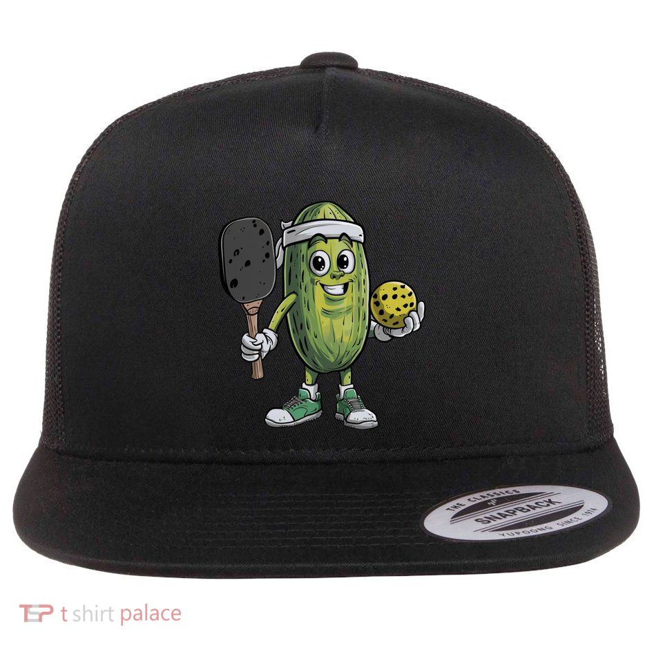 Pickle Playing Pickleball Funny For Paddleball Lover Gift Flat Bill Trucker Hat